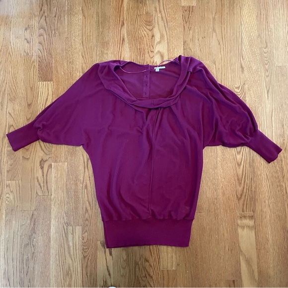 Halogen burgundy sweater, drape neck dolman sleeves, S - Picture 8 of 11